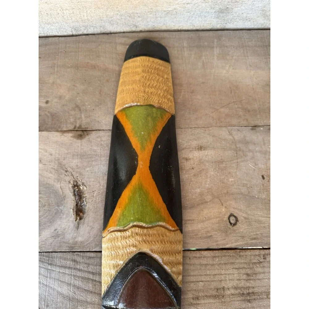 Vintage Wooden Hand Carved &‎ Painted Jamaican Mask, Wall Hanging